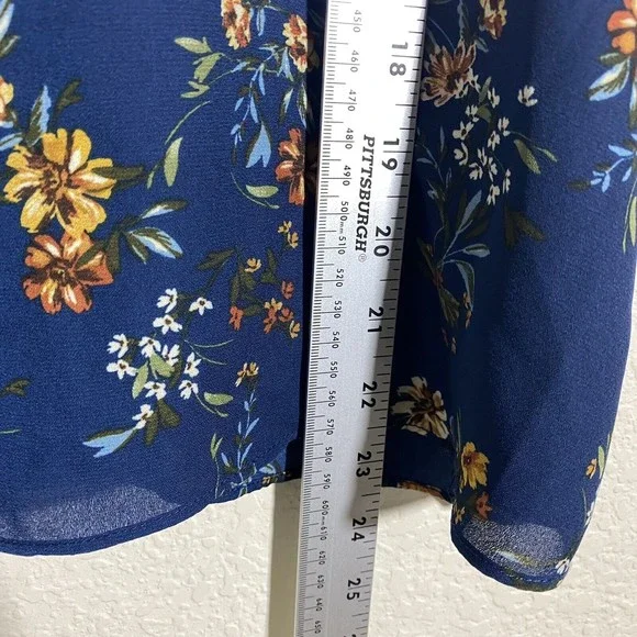 Socialite Womens Tank Top Size Large Floral Blue Lace Trim Lined - Picture 5 of 8